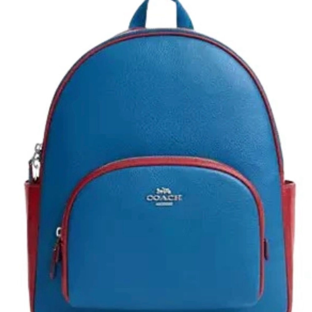 NWT Coach Court Backpack in Color block.  Silver/Blue Jay/ Cardinal